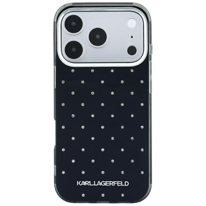 Hülle für Apple iPhone 18 Pro Max / 17 Pro Max, Karl Lagerfeld, IML Strasssteine und galvanisiertes Logo, Schwarz