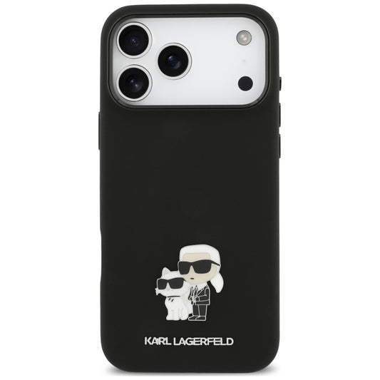 Hülle für Apple iPhone 18 Pro Max / 17 Pro Max, Karl Lagerfeld, Karl & Choupette Metal Pin, Schwarz