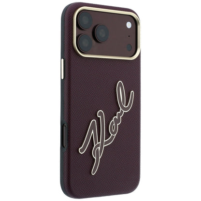 Case for Apple iPhone 18 Pro Max / 17 Pro Max, Karl Lagerfeld, Smooth Big Resin Signature Logo, Burgundy