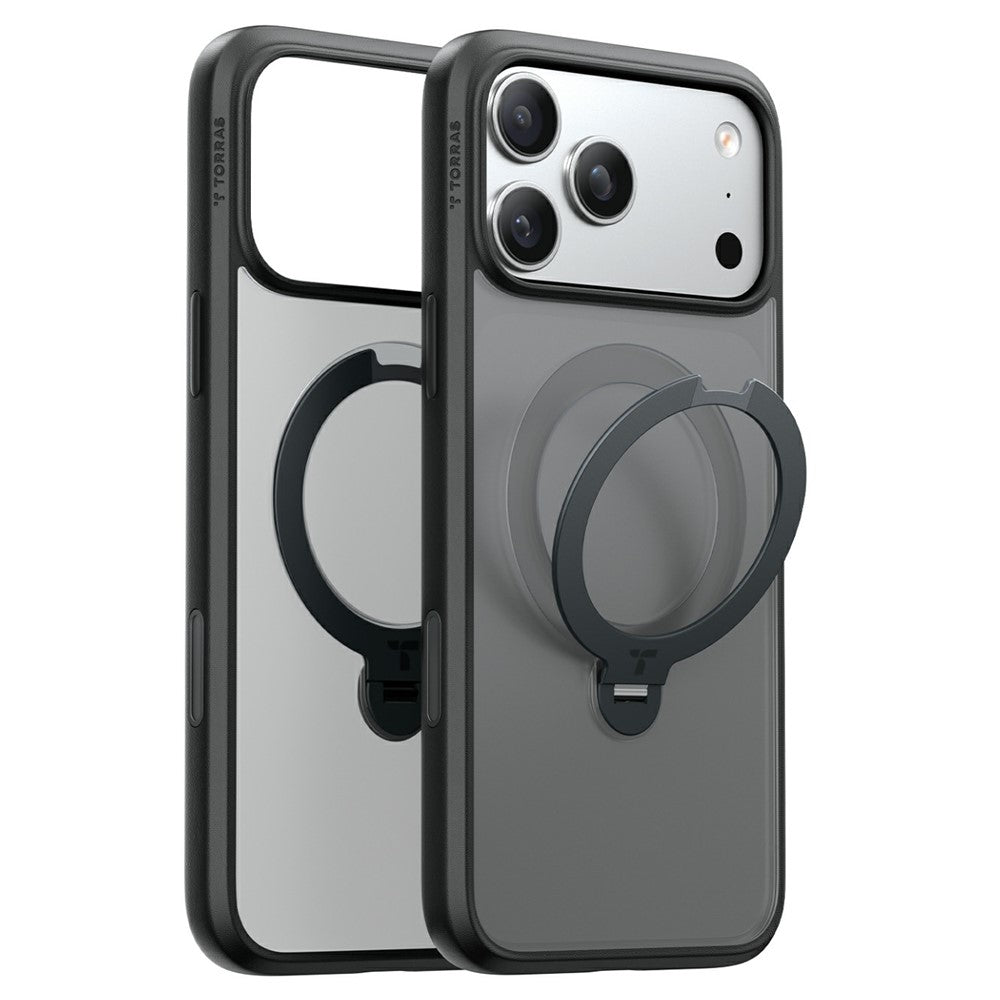 MagSafe-Hülle für Apple iPhone 18 Pro Max / 17 Pro Max, Torras, Ostand Spin, Schwarz