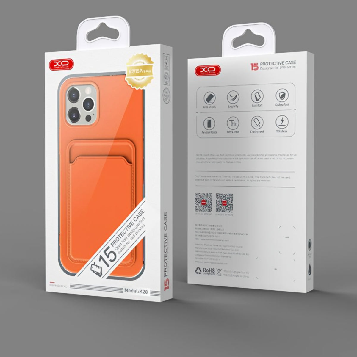 Hülle für Apple iPhone 15 Pro Max, XO Design, Kartenfach, Lila