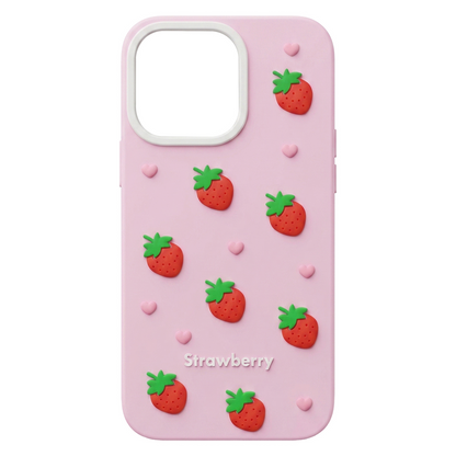 Hülle für Apple iPhone 16 Pro, OEM, Erdbeere, Rosa
