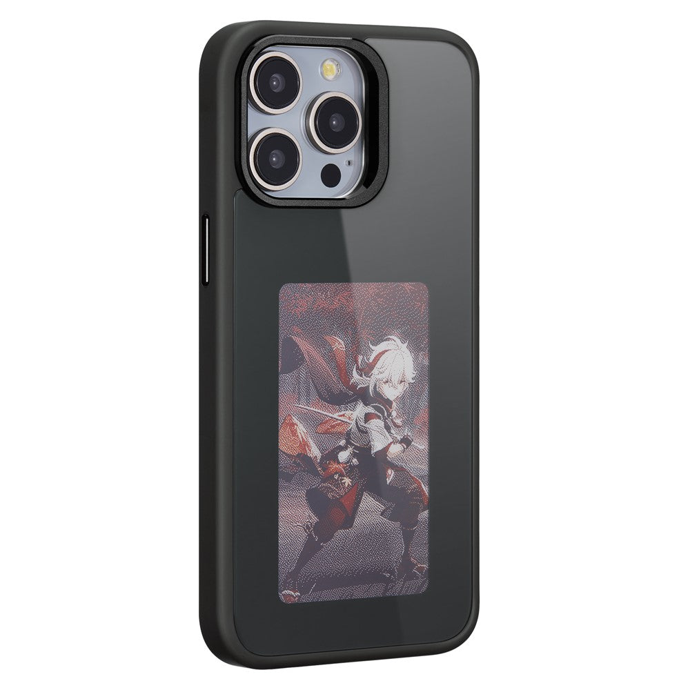 Hülle für Apple iPhone 15 Pro, OEM, individuell gestaltetes E-Ink-Display, Schwarz