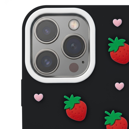 Case for Apple iPhone 12 / 12 Pro, OEM, Strawberry, Black