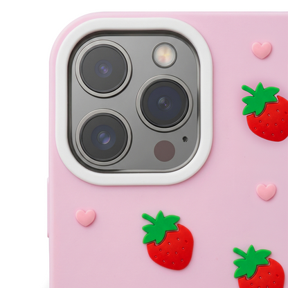 Hülle für Apple iPhone 16 Pro, OEM, Erdbeere, Rosa