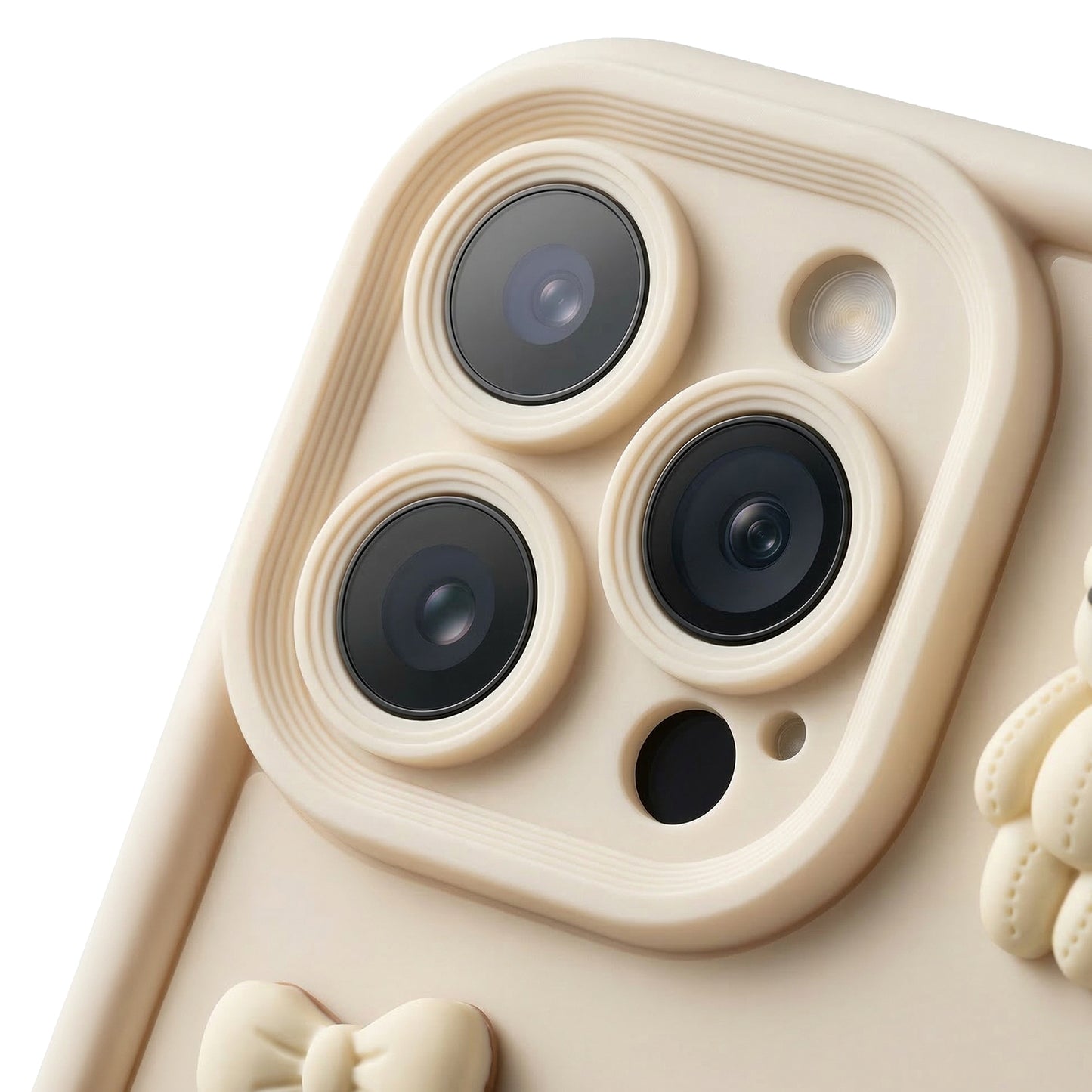 Hülle für Apple iPhone 15 Pro, OEM, Ultra Trendy 3D Bear, Beige