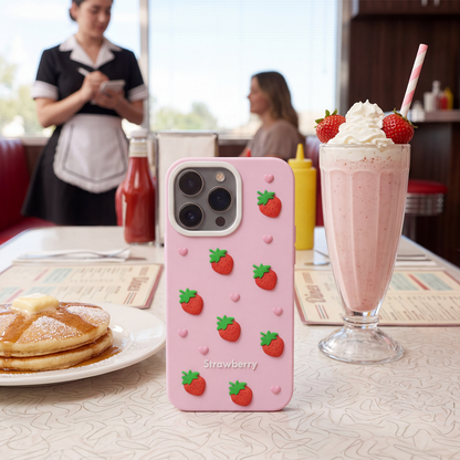 Hülle für Apple iPhone 12 / 12 Pro, OEM, Erdbeere, Rosa