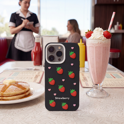 Hülle für Apple iPhone 17 Pro Max, OEM, Strawberry, Schwarz