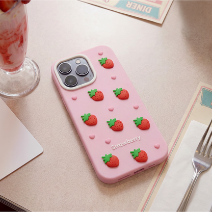 Hülle für Apple iPhone 16 Pro, OEM, Erdbeere, Rosa