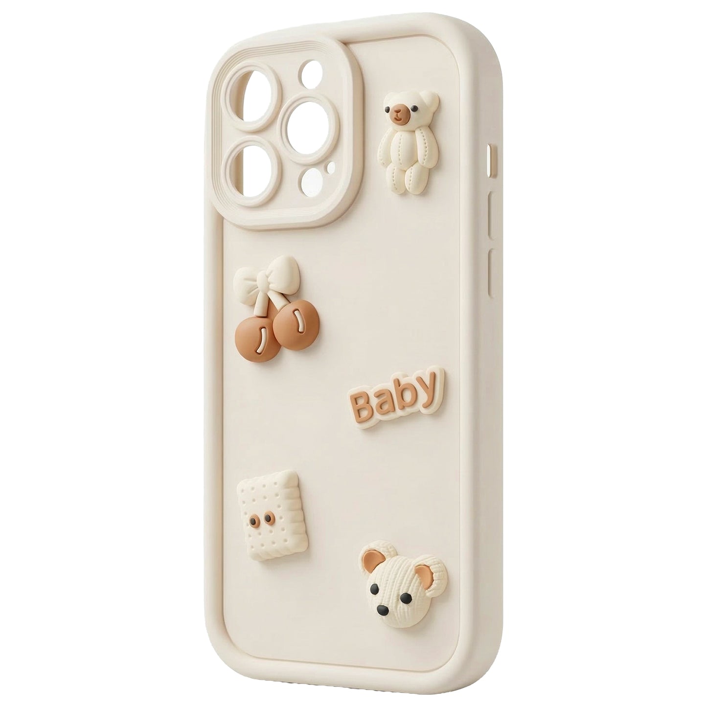 Hülle für Apple iPhone 12, OEM, Ultra Trendy 3D Bear, Beige