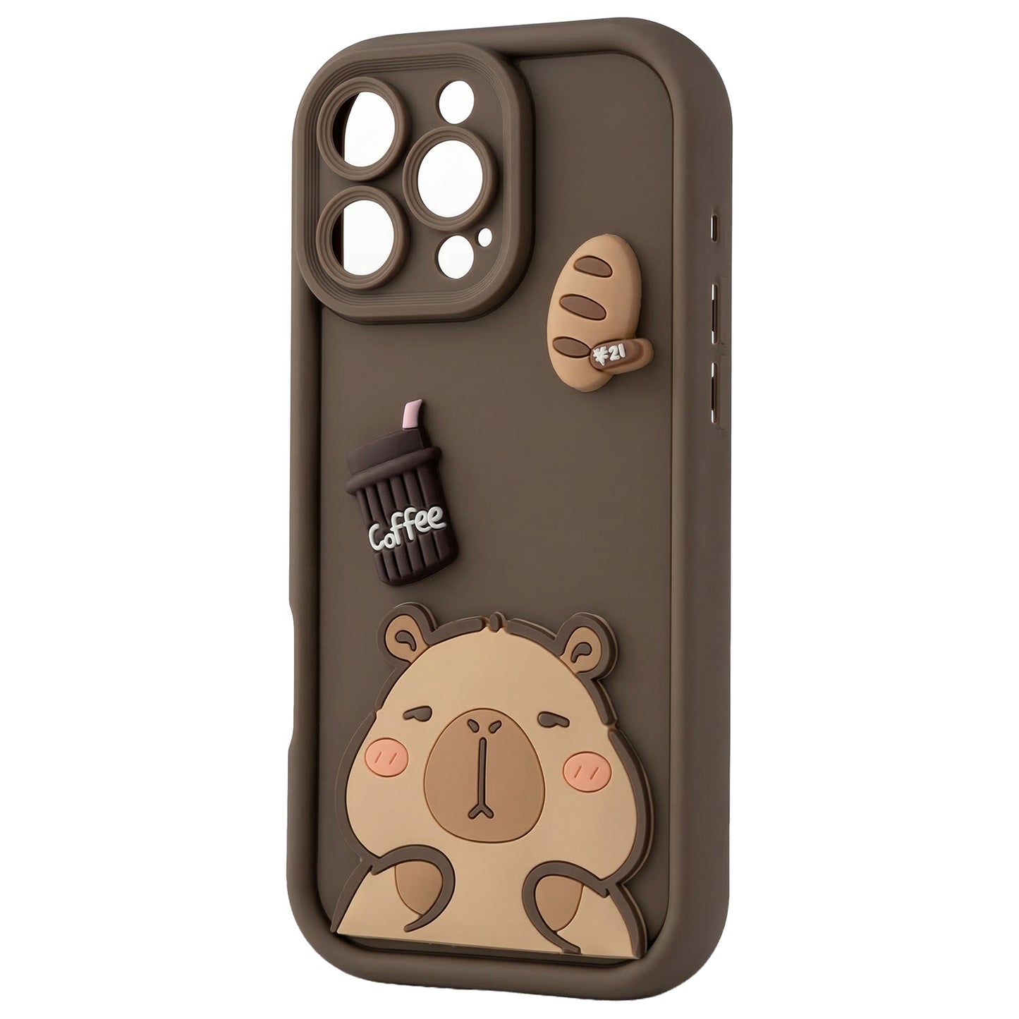 Hülle für Apple iPhone 12, OEM, Ultra Trendy 3D Capybara, Braun