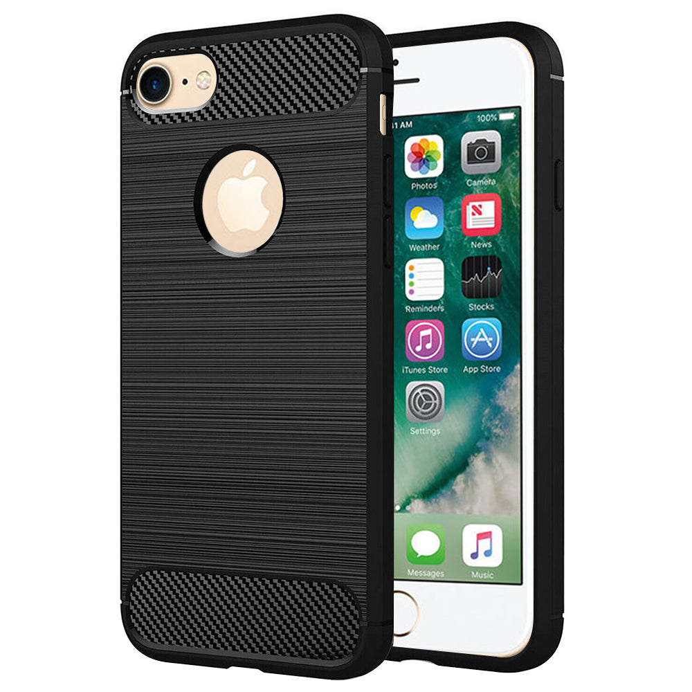 Hülle für Apple iPhone 8 / 7, Techsuit, Carbon, Schwarz