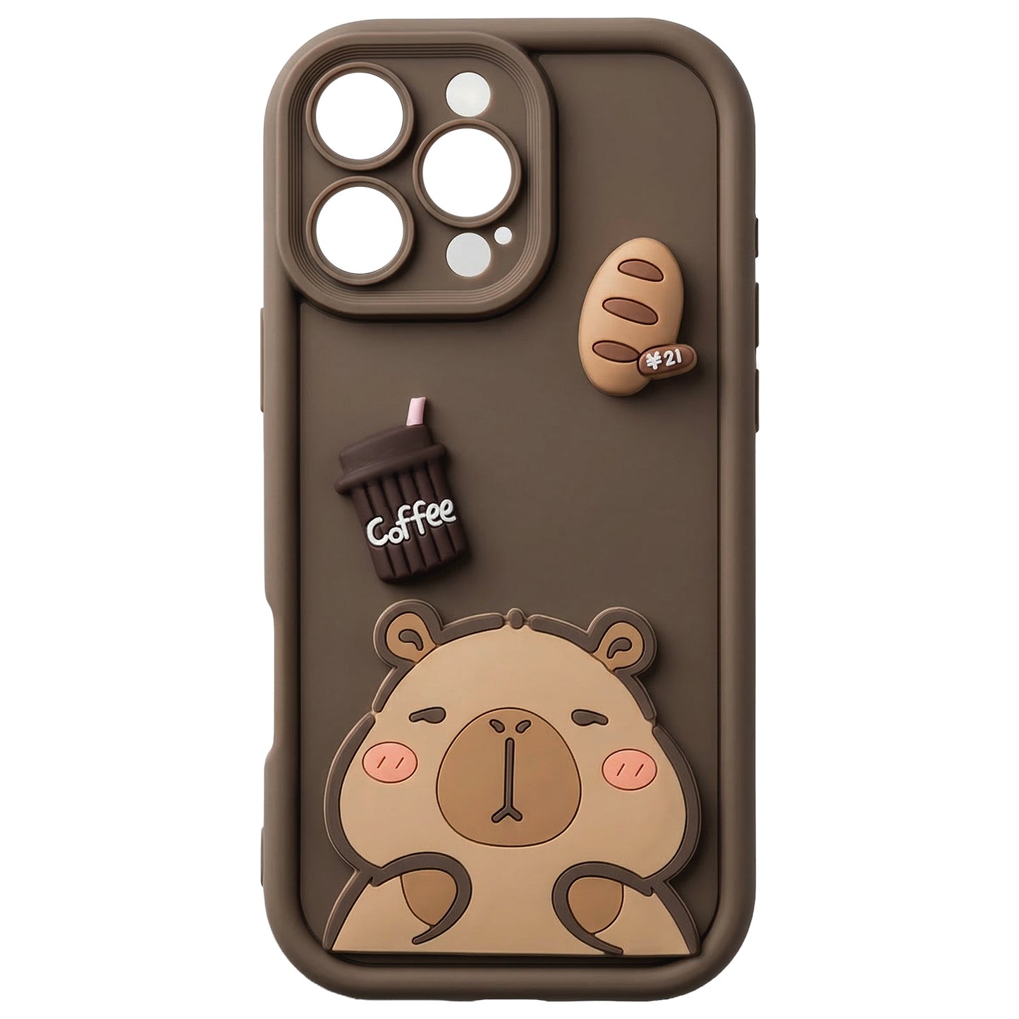 Hülle für Apple iPhone 12, OEM, Ultra Trendy 3D Capybara, Braun