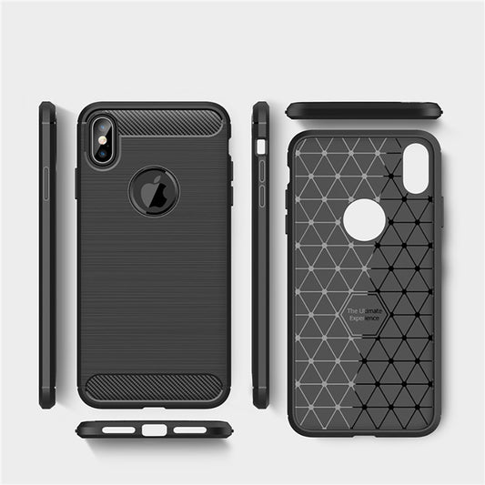 Hülle für Apple iPhone XS Max, Techsuit, Carbon, Schwarz