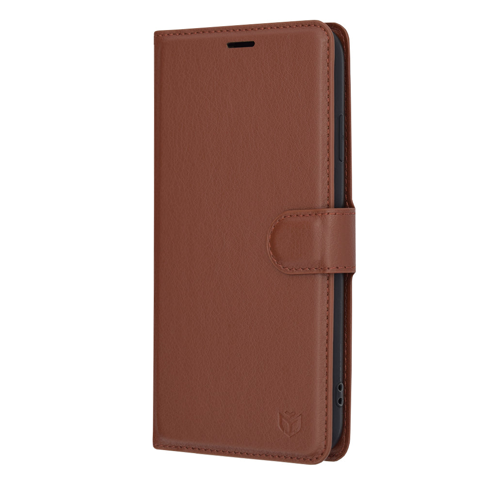 Hülle für Apple iPhone XS Max, Techsuit, Leder-Folio, Braun
