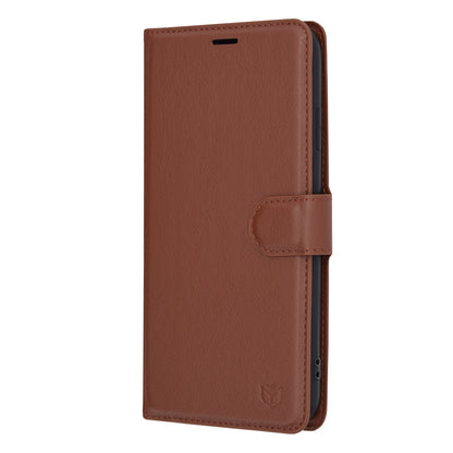 Hülle für Apple iPhone XS Max, Techsuit, Leder-Folio, Braun