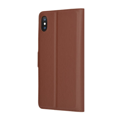 Hülle für Apple iPhone XS Max, Techsuit, Leder-Folio, Braun