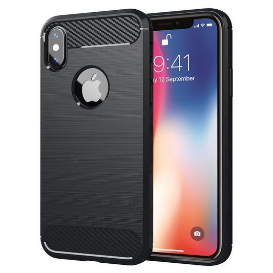 Hülle für Apple iPhone XS / X, Techsuit, Carbon, Schwarz