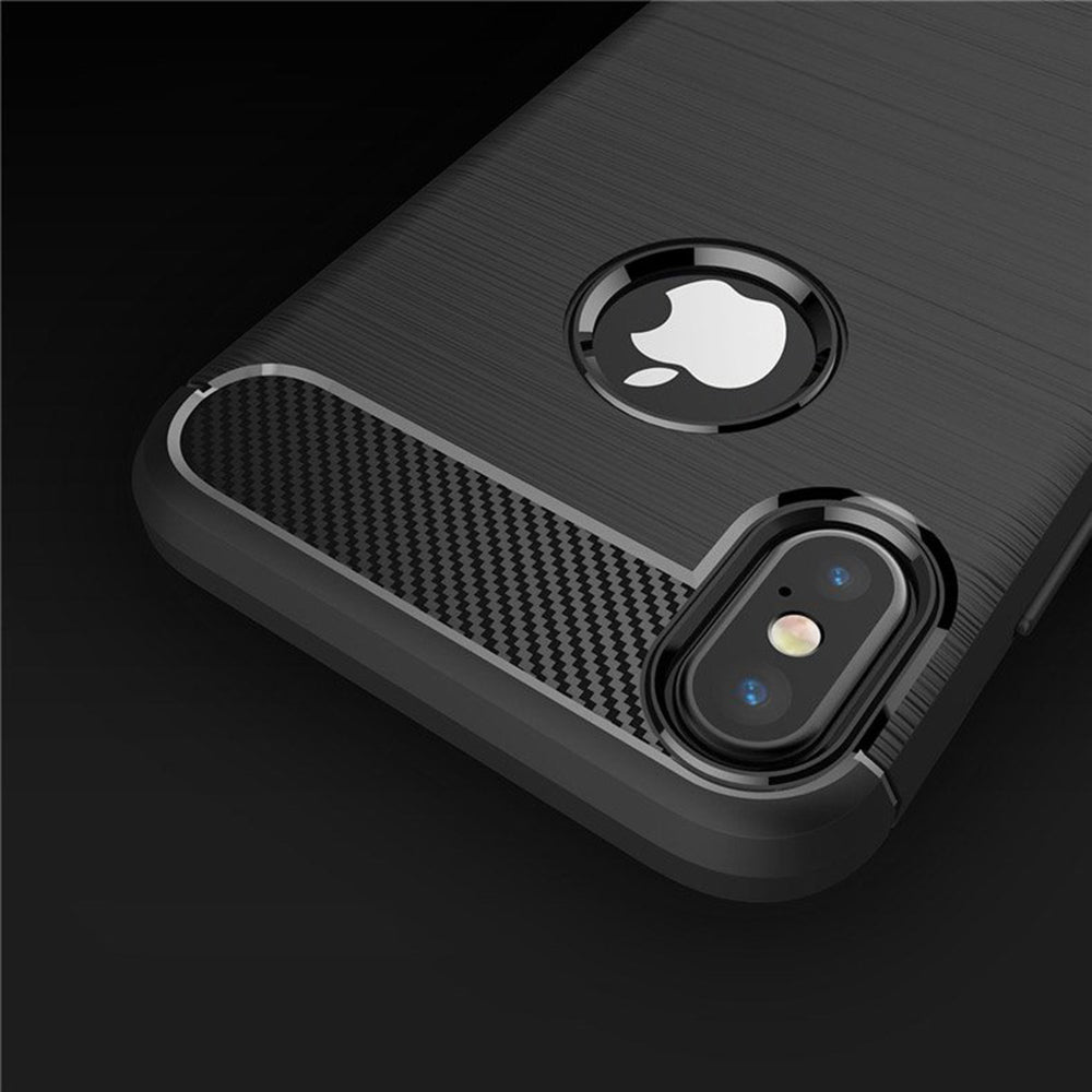 Hülle für Apple iPhone XS / X, Techsuit, Carbon, Schwarz