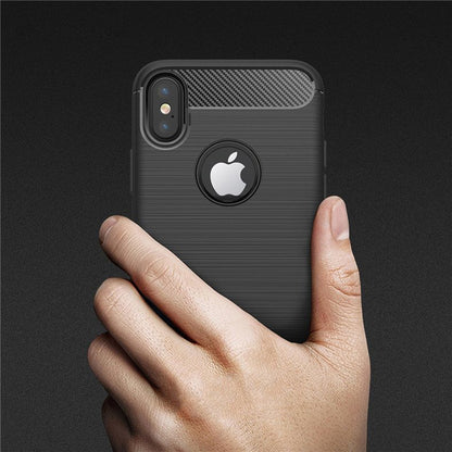 Hülle für Apple iPhone XS / X, Techsuit, Carbon, Schwarz
