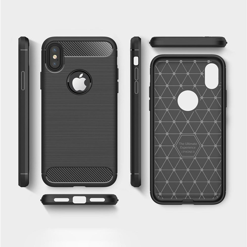 Hülle für Apple iPhone XS / X, Techsuit, Carbon, Schwarz
