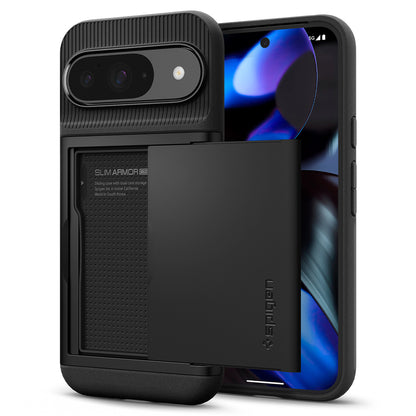 Hülle für Google Pixel 9 / 9 Pro, Spigen, Slim Armor CS, Schwarz ACS07695