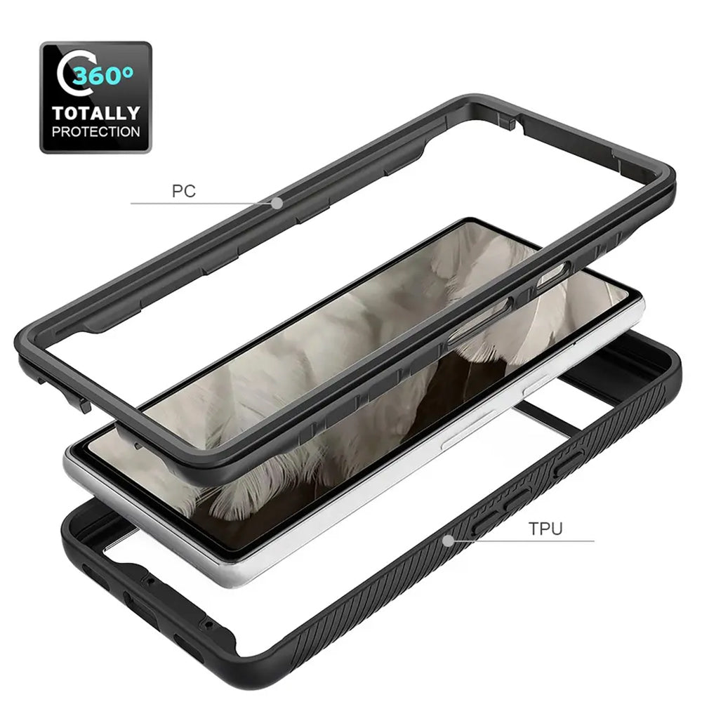 Hülle für Google Pixel 7a, Techsuit, Defense360 Pro, Schwarz