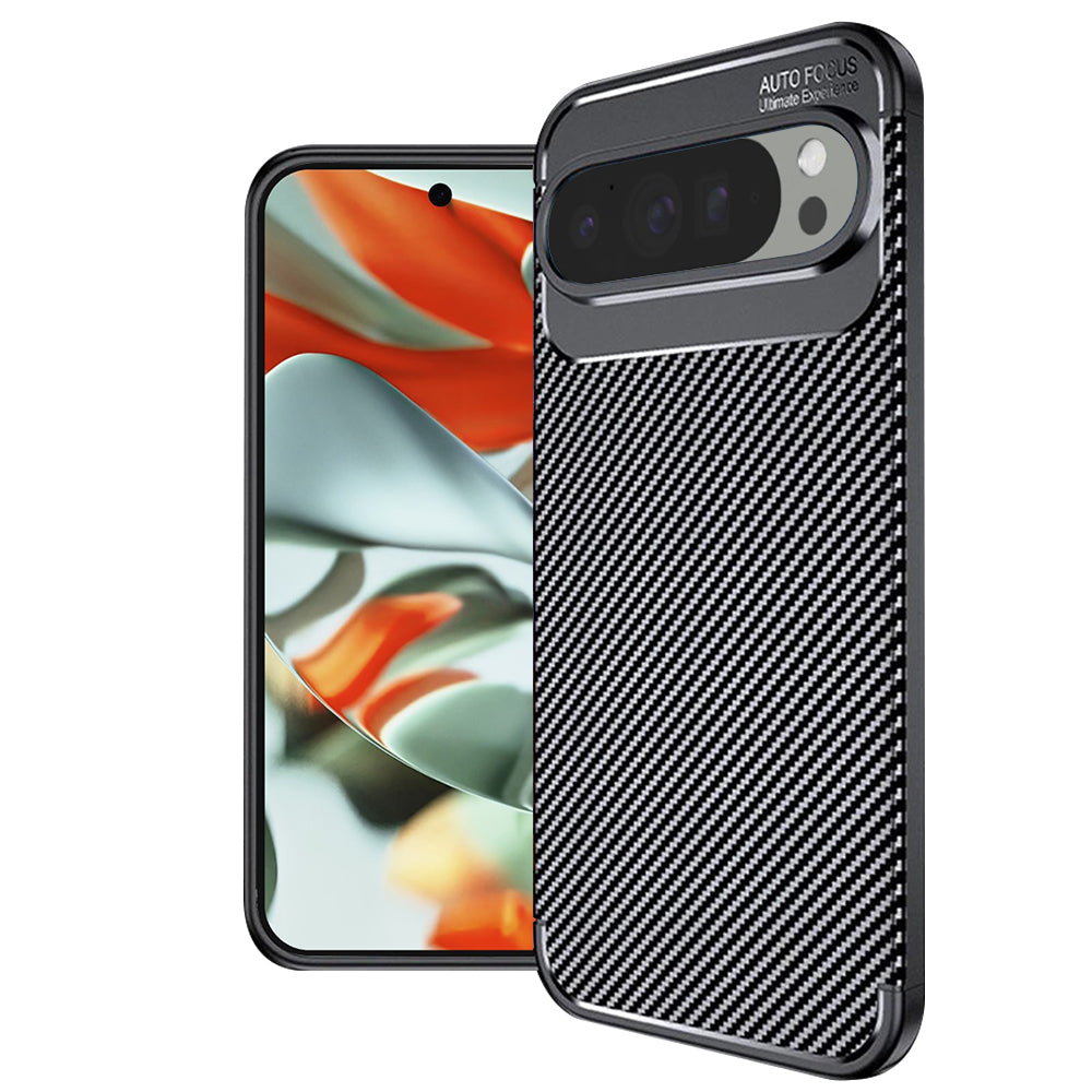 Hülle für Google Pixel 9 Pro XL, Techsuit, CarbonFiber, Schwarz