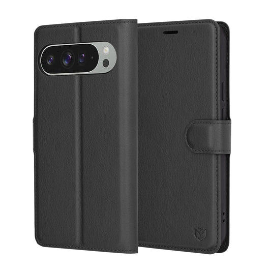 Case for Google Pixel 9 Pro XL, Techsuit, Leather Folio, Black