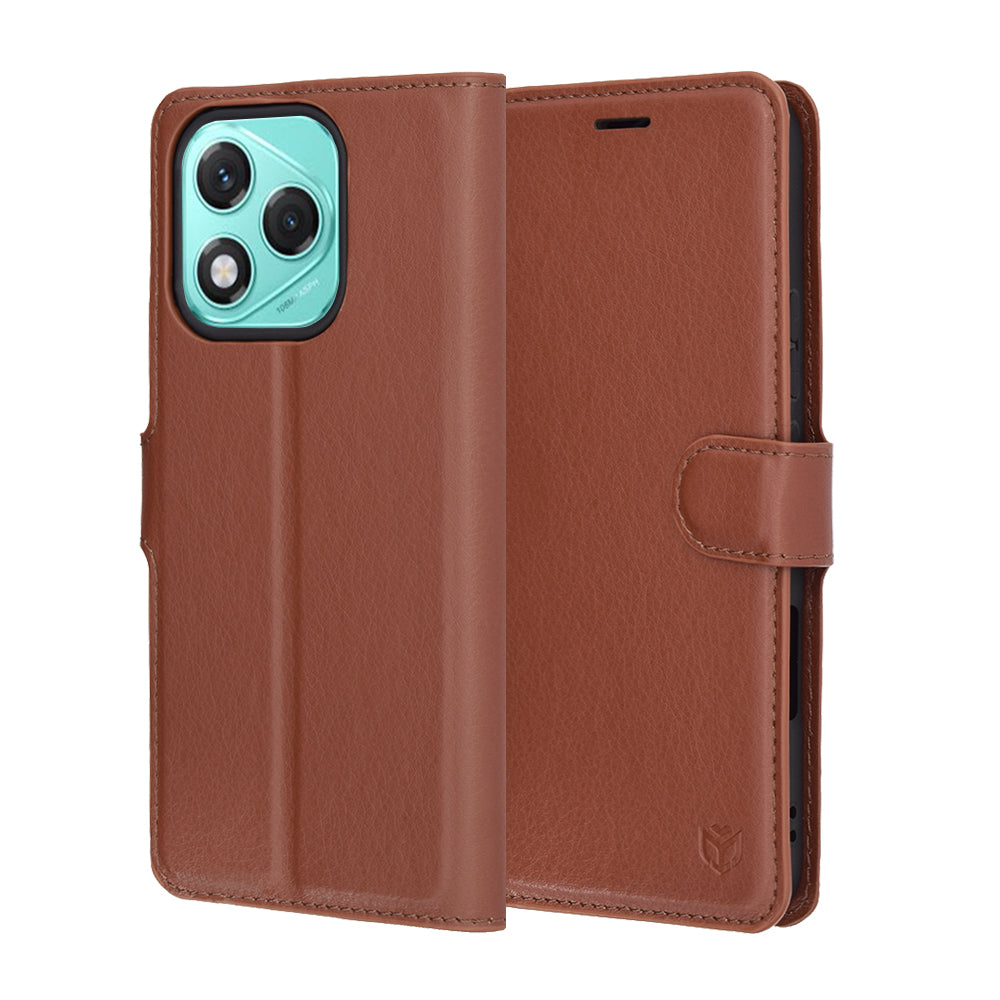 Hülle für Honor 400 Lite, Techsuit, Leder-Folio, Braun
