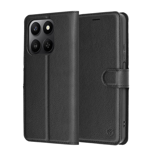 Hülle für Honor 400 Smart 4G / X7d 4G / 400 Smart 5G, Techsuit, Leder-Folio, Schwarz