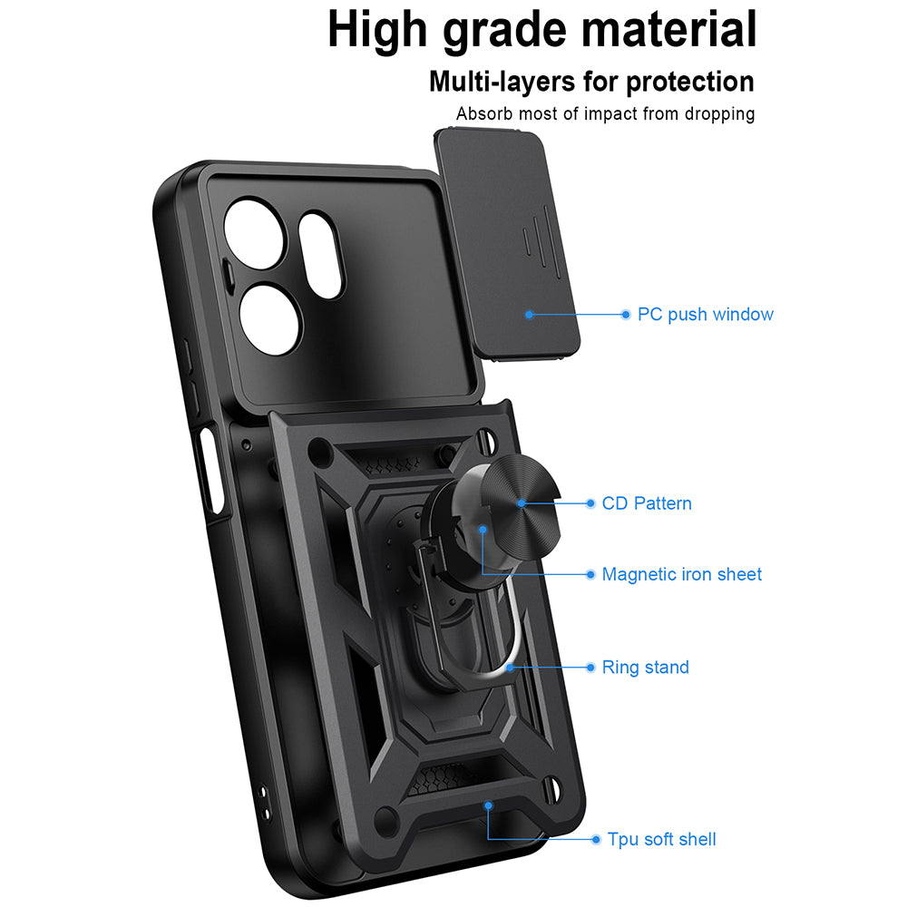 Case for Honor 600 Smart, Techsuit, CamShield, Black