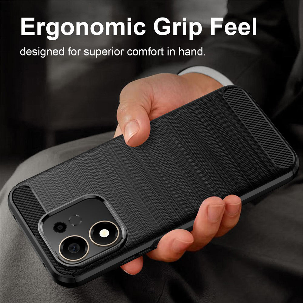Hülle für Honor 600 Smart, Techsuit, Carbon, Schwarz