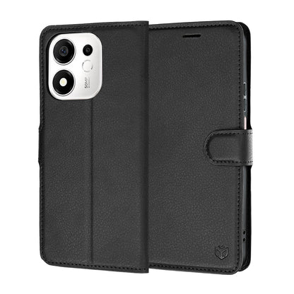 Hülle für Honor 600 Smart, Techsuit, Leder-Folio, Schwarz