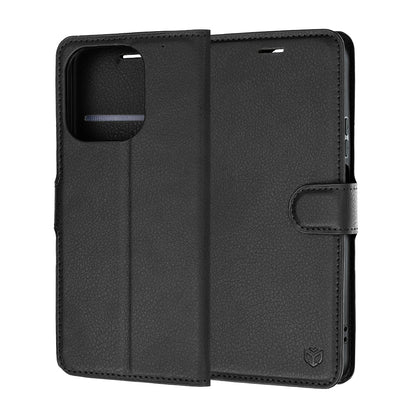 Hülle für Honor 600 Smart, Techsuit, Leder-Folio, Schwarz