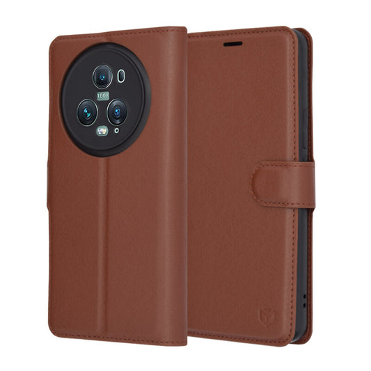 Hülle für Honor Magic5 Pro, Techsuit, Leder-Folio, Braun