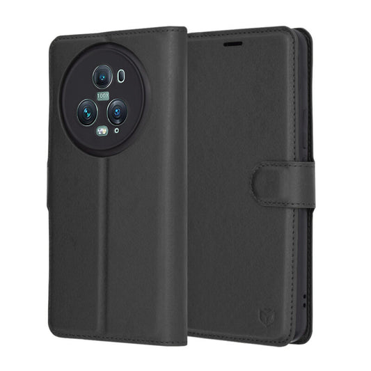 Hülle für Honor Magic5 Pro, Techsuit, Leder-Folio, Schwarz