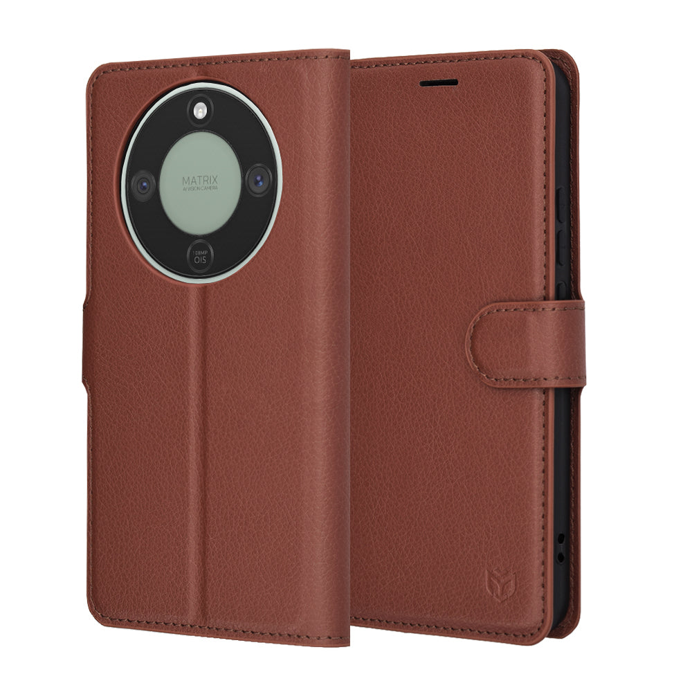 Hülle für Honor Magic8 Lite, Techsuit, Leather Folio, Braun
