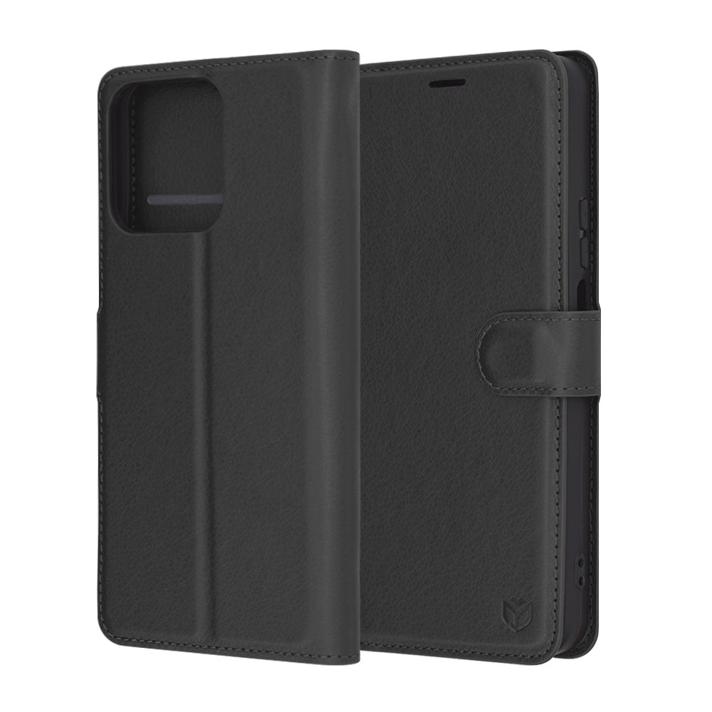 Hülle für Honor X7c / 200 Smart, Techsuit, Leder-Folio, Schwarz