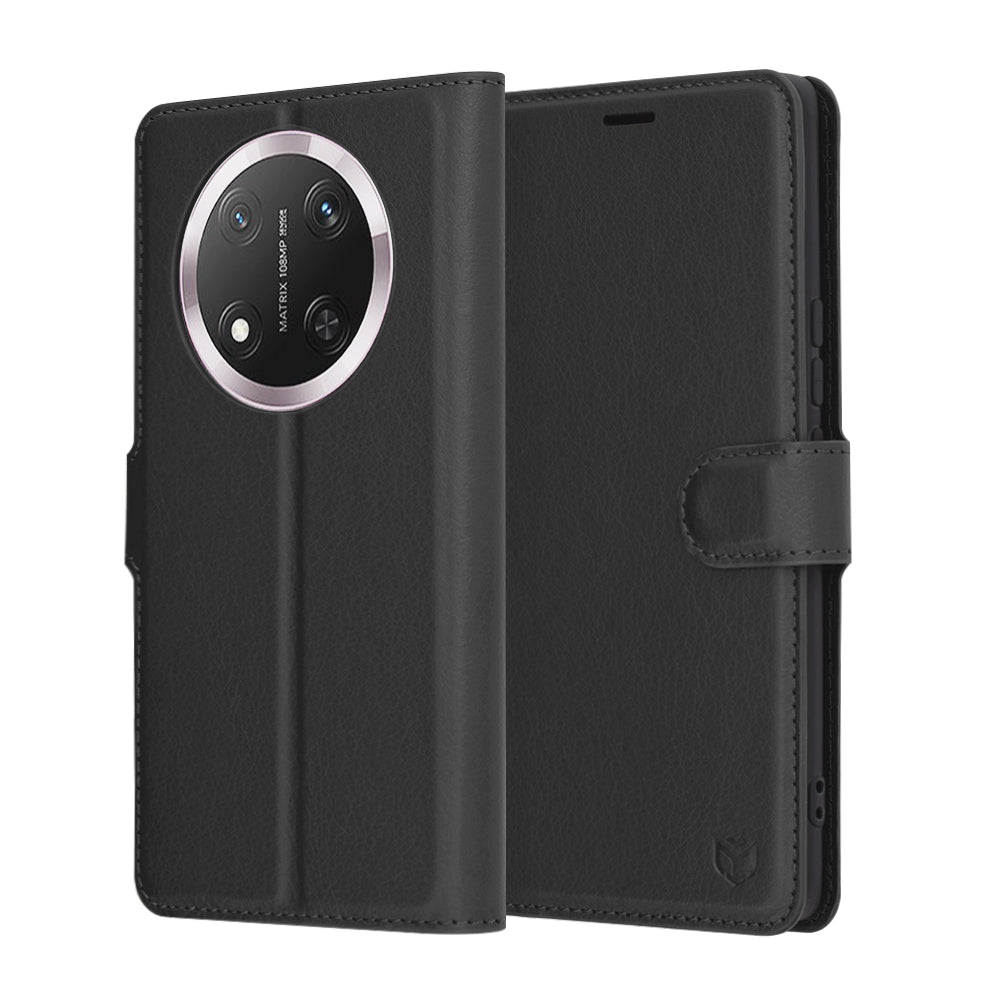 Hülle für Honor X9c / Magic7 Lite, Techsuit, Leder-Folio, Schwarz
