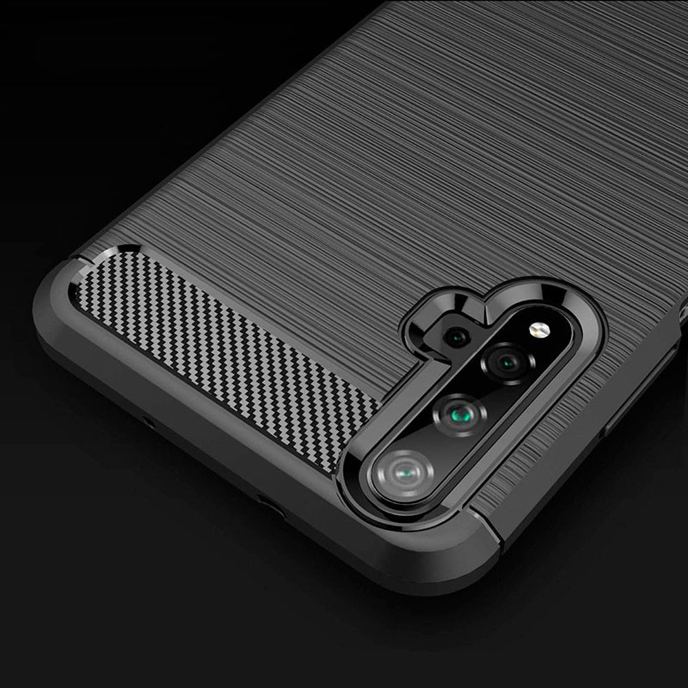 Hülle für Huawei nova 5T / Honor 20, Techsuit, Carbon, Schwarz