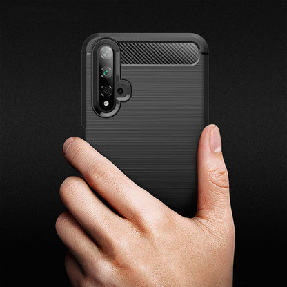 Hülle für Huawei nova 5T / Honor 20, Techsuit, Carbon, Schwarz