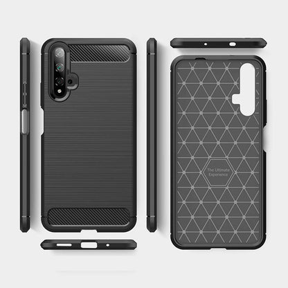 Hülle für Huawei nova 5T / Honor 20, Techsuit, Carbon, Schwarz