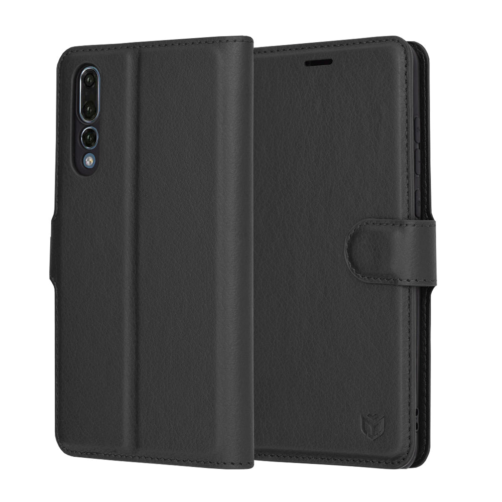 Hülle für Huawei P20 Pro, Techsuit, Leather Folio, Schwarz