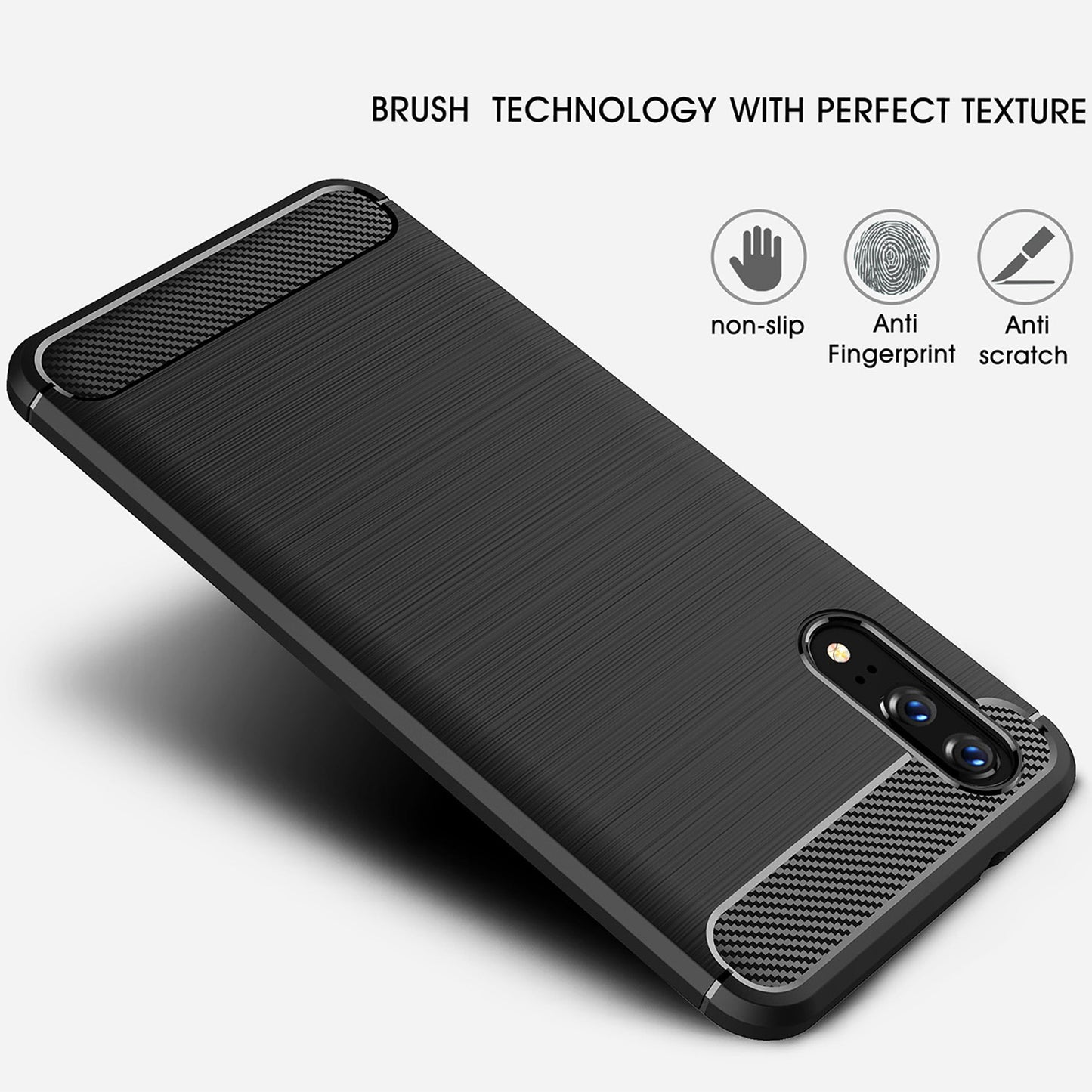 Case for Huawei P20, Techsuit, Carbon, Black