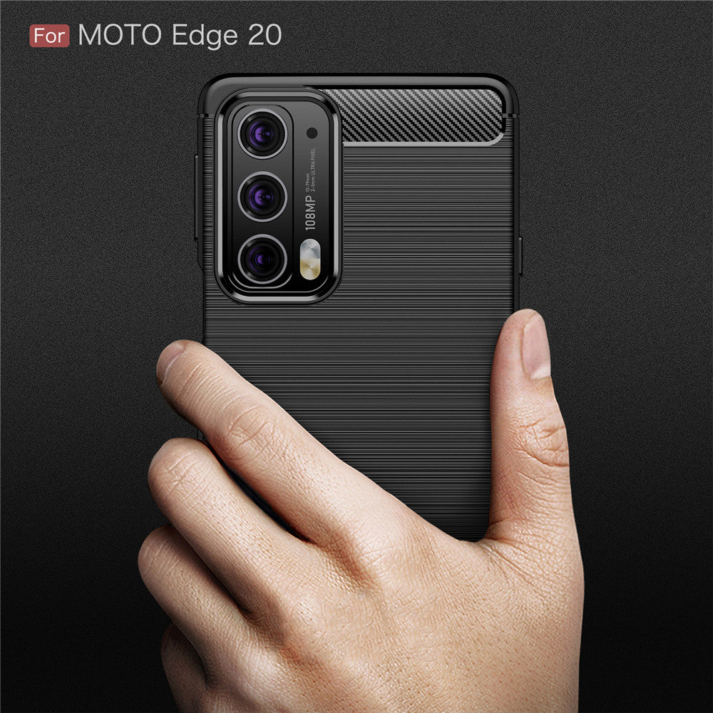 Hülle für Motorola Edge 20, Techsuit, Carbon, Schwarz