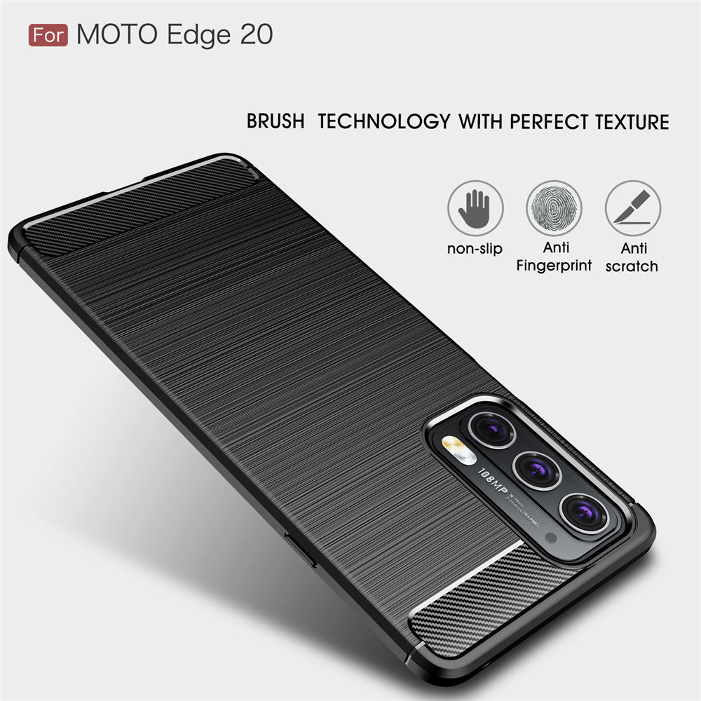 Hülle für Motorola Edge 20, Techsuit, Carbon, Schwarz