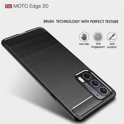 Hülle für Motorola Edge 20, Techsuit, Carbon, Schwarz