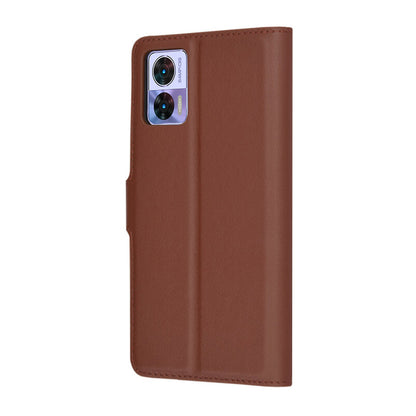 Hülle für Motorola Edge 30 Neo, Techsuit, Leder-Folio, Braun