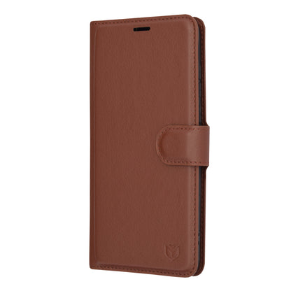 Hülle für Motorola Edge 30 Neo, Techsuit, Leder-Folio, Braun